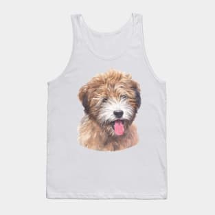 Tricolor Brindle Tibetan Terrier Watercolor Art Tank Top